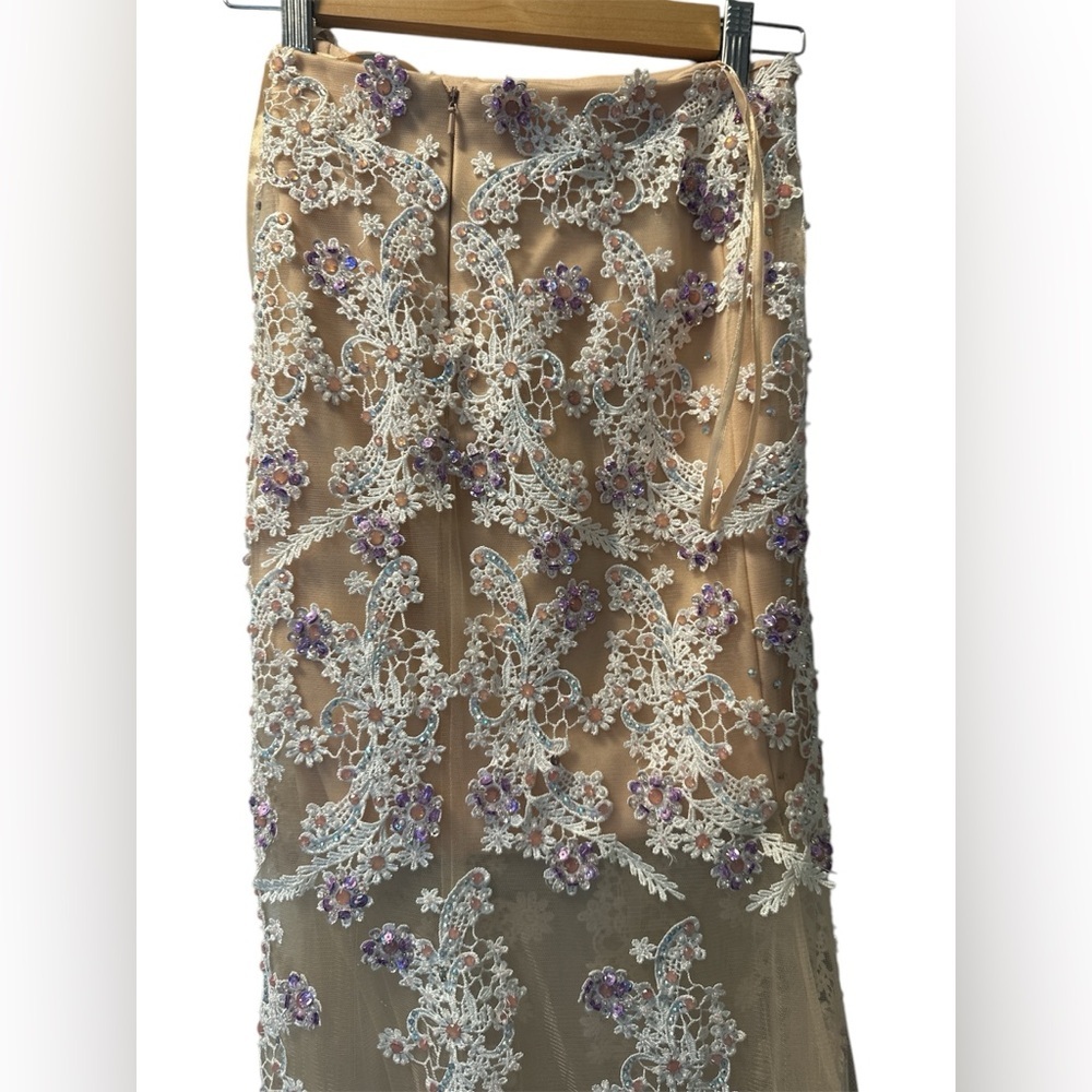 Morilee Madeline Gardner Lace Sequin Detailed Long Maxi ~ Size 2 - Picture 4 of 8